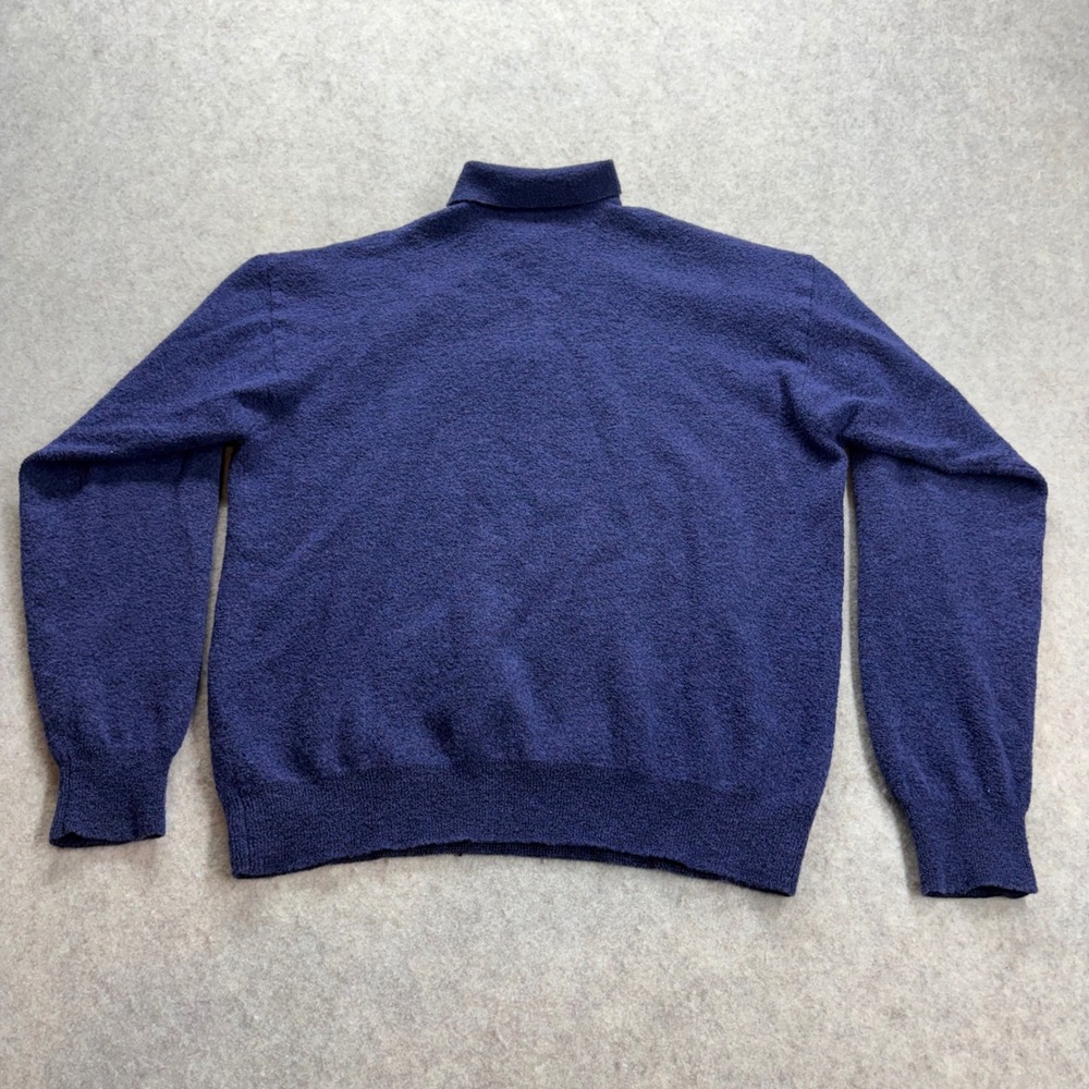 Vintage Men's Purple Wool Blend Boucle Knit Long Sleeve Polo Sweater Size Medium - Picture 2 of 7